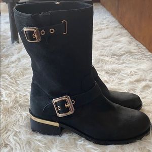 Vince Camuto black leather moto boot. Size 8